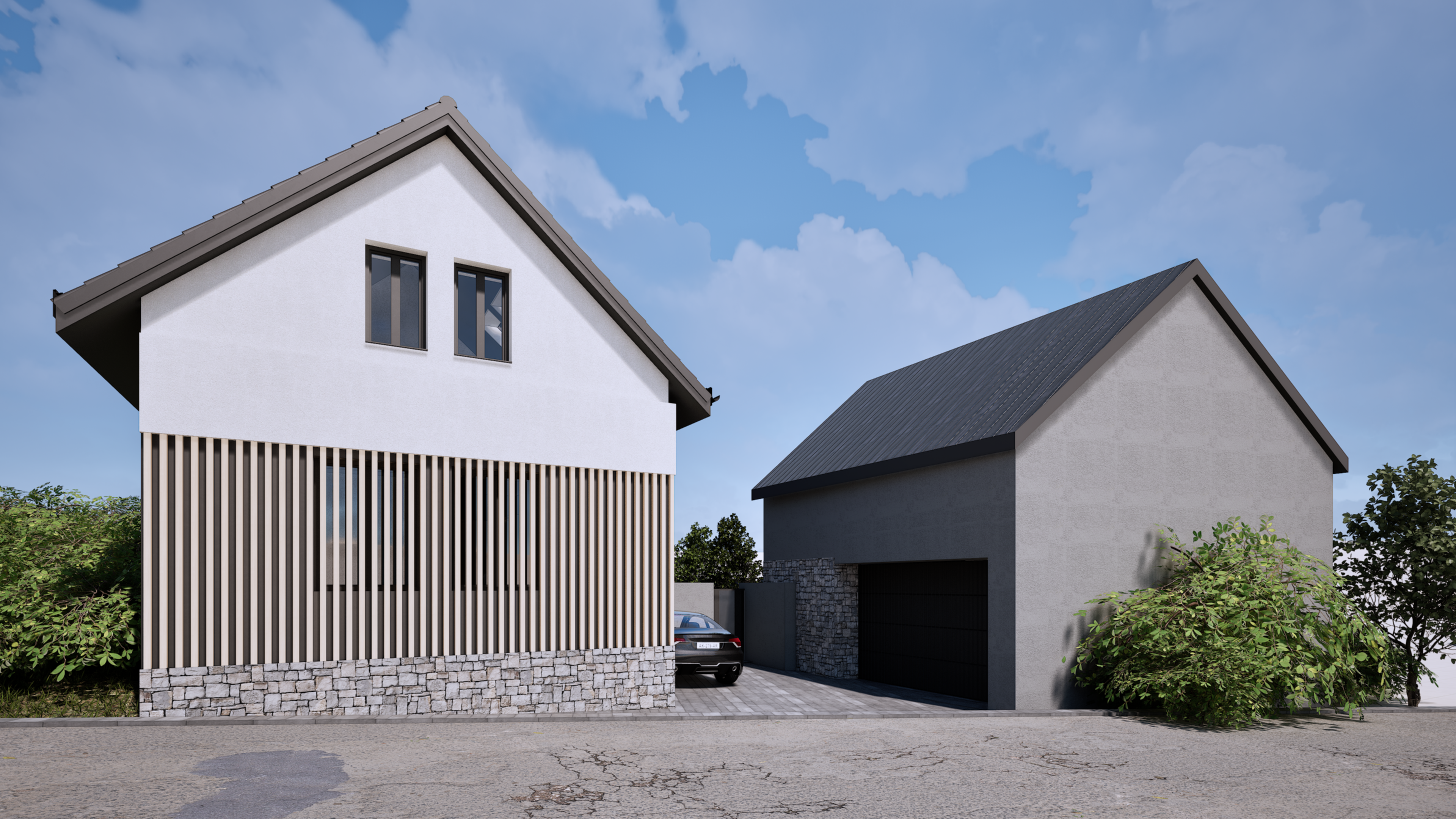 Rodinný dům nabídne dispozici 5+1 či možně 6+1, se zvýšeným důrazem na moderní prvky a luxusní vybavení , které respektuje venkovský styl a přitom klade velký důraz na spojení s přírodou, včetně prosklených prvků a přímých vstupů z obývacího pokoje, kuchyně a jídelny do zahrady. Součástí dalšího užití potenciálu celé nemovitosti je velká garáž s horním patrem a letní / zimní zahrada.