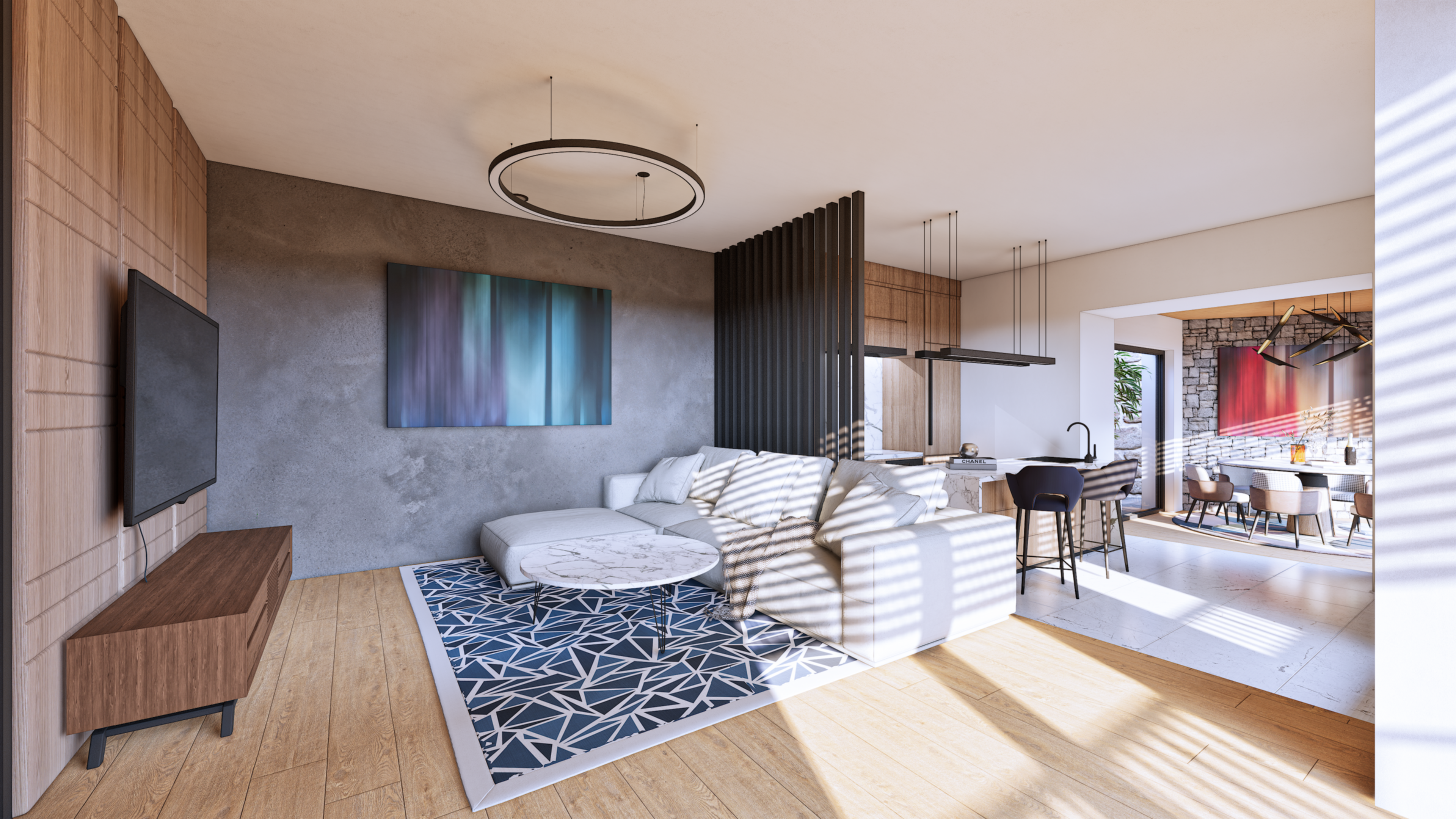 Rodinný dům nabídne dispozici 5+1 či možně 6+1, se zvýšeným důrazem na moderní prvky a luxusní vybavení , které respektuje venkovský styl a přitom klade velký důraz na spojení s přírodou, včetně prosklených prvků a přímých vstupů z obývacího pokoje, kuchyně a jídelny do zahrady. Součástí dalšího užití potenciálu celé nemovitosti je velká garáž s horním patrem a letní / zimní zahrada.