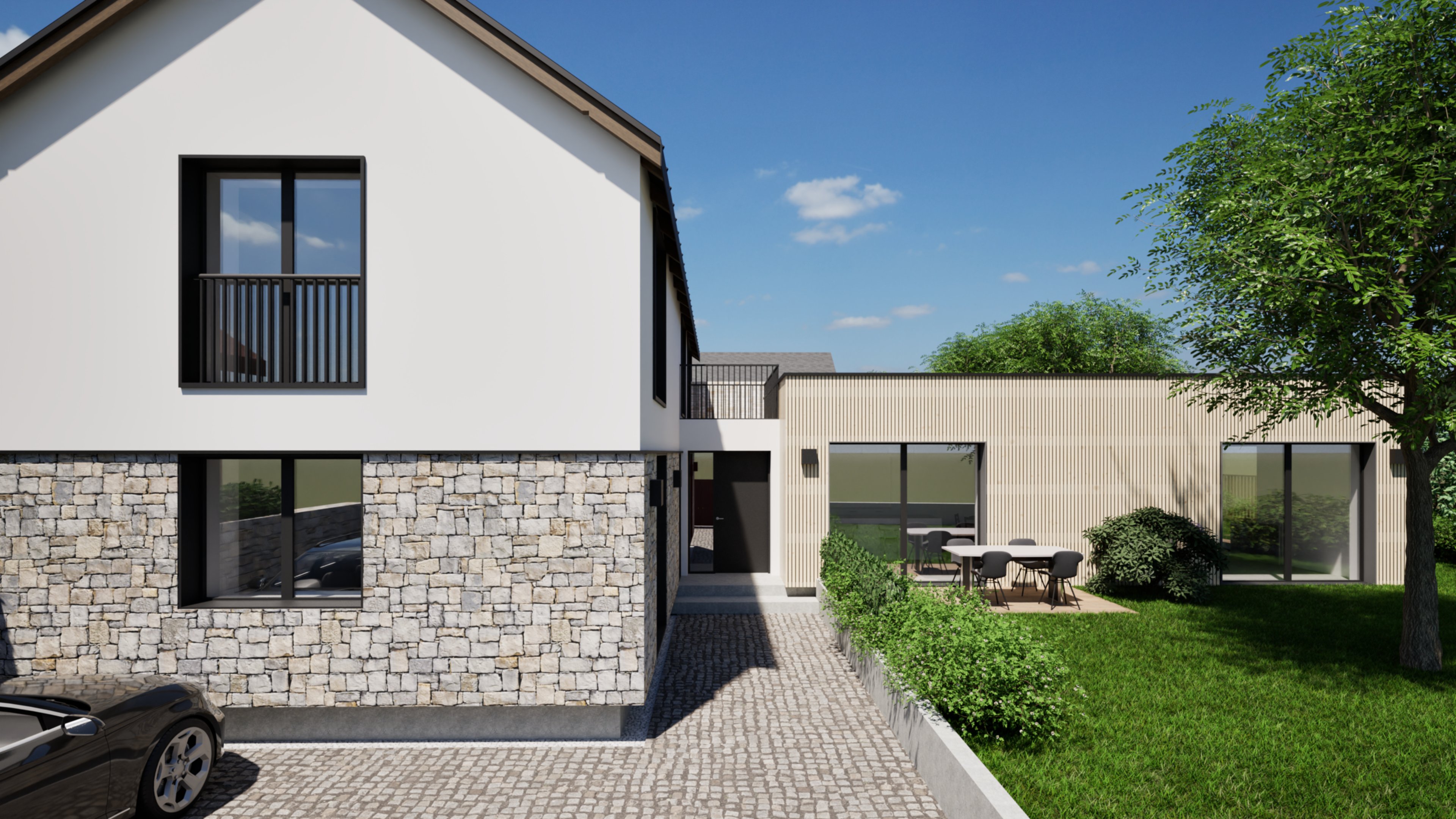 Tento elegantní a prostorný dům 5+kk je dokonalou volbou pro ty, kteří hledají kombinaci moderního designu a maximálního komfortu.